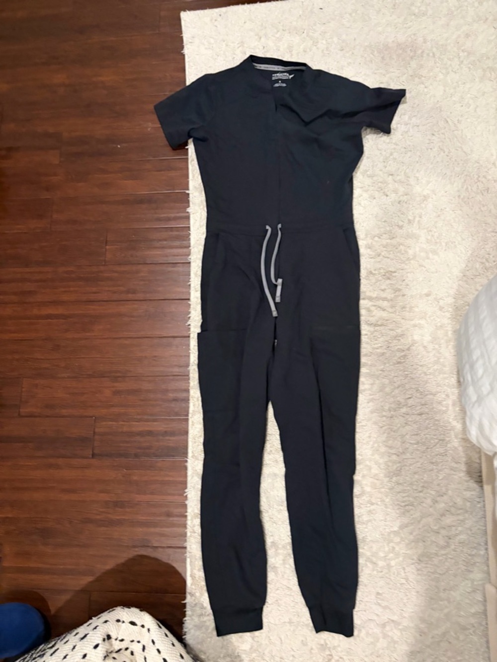 Fabletics Black Short-Sleeve Scrub Jogger Jumpsuit